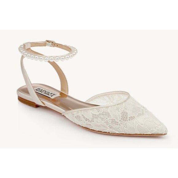 Badgley Mischka Fawn Mesh Pointed Toe Flat with Rhinestone Ankle Strap Size 10 - Picture 1 of 7
